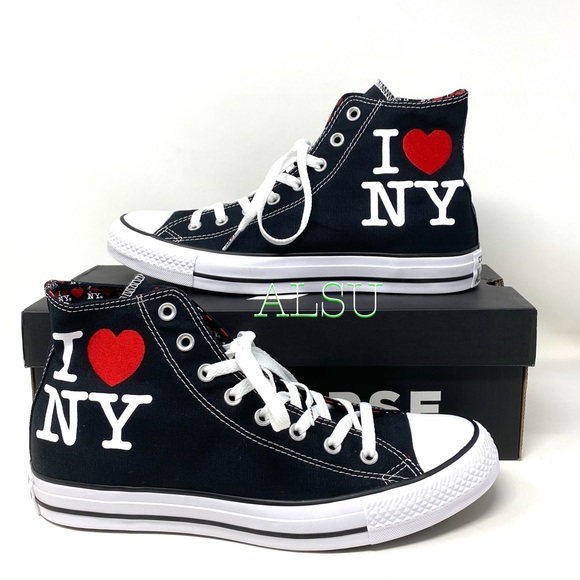 Converse Ctas High Top I❤️NY Canvas Black Shoes Men’s Size Sneakers 161183F - Picture 3 of 12